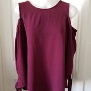 MOA Moa Burgundy Blouse Cold Shoulder Sleeves Size Large