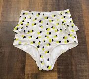 Kortni Jeane Spotted Hip Ruffle High Wasted Swim Bottoms Size Small