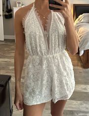 Kendall & Kylie Backless White Lace Romper