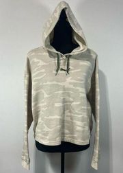 Puma Camo Cropped Hoodie Sweatshirt Sz Large Tan Cream Camouflage Khaki