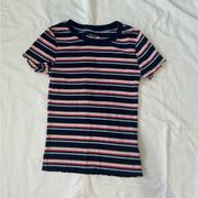 Aeropostale Blue pink white stripped shirt Teen/Women’s M