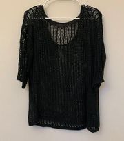 Solitaire Black SZ M 3/4 Sleeve Big Knit 1 pocket