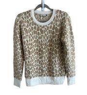 maude vivante Women's Small Savannah Leopard Print Oatmeal Color Sweater