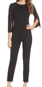 ALI & JAY Slit Sleeve Ponte Slim Leg Jumpsuit Size Medium Black