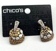 NWT Chico’s Two Tone Understated Earrings .75” career etched