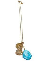 Anthro Serefina | Turquoise Gold Sand Dollar Wanderer Necklace 18"