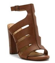 Anthropologie Splendid Jamey Leather Caged Block Wooden Heel Sandal Heels Size 7