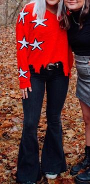 Red Star Distressed Sweater