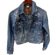 Levi’s Cropped Denim Jean Jacket Trucker Grunge S Distressed