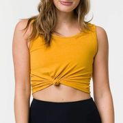 onzie yellow front twist tie sleeveless tank top