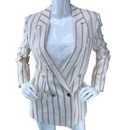 Ba&sh Womens Size 1 US 6 Fedor Jacket Blazer Double Breasted Ecru Red Stripe