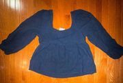 Universal Thread navy blue Balloon Sleeve Peplum Top size small