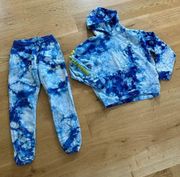 Talentless  Tie Dye Hoodie and Sweatpants Matching Set in Blue White and Yellow