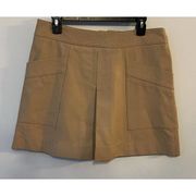 Banana Republic Heritage Collection Leather Mini Skirt Camel Tan Pockets Size 8