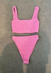NWOT Pink Naked Wardrobe Smocked 2 Piece Bikini