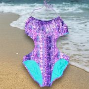 Ocean Pacific purple snakeskin print swimsuit