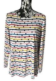 Boden Stripes Ahead polka dot tshirt long sleeve comfy size 14