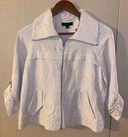 Ann Taylor Linen Blend Lightweight Jacket with Roll Up Secured Sleeves - size 8P