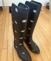 Dirty laundry, black polkadot, rain boots with bows size 7