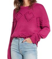 Cotton Emporium Heart Bobble Sweater Magenta