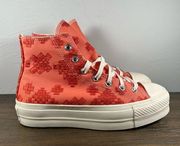 Converse NWT  Women's Chuck Taylor Orange All Star Lift Platform Shoes size 7.5