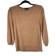 Saks Fifth Avenue Camel Brown 3/4 Sleeve Viscose Yak Blend Sweater