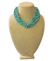 COLDWATER CREEK Turquoise Blue Shell Statement Multi Strands Necklace