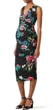 Yumi Kim Maternity Sleeveless Floral Ruched Sheath Dress Floral - Black Multi SM