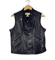 Michael Kors Size L 100% Leather Zip Up Moto Vest in Black