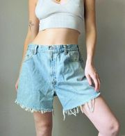 Levi’s Vintage  505 Light Wash Raw Hem High Waist Cut Off Shorts