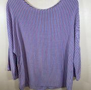 Como Vintage Striped Blouse with Bell Sleeves
