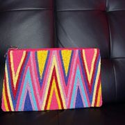 Pink Multi Color Zig zag Shoulder clutch New