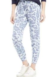 New Directions Studio Blue Leopard Print Pull On Drawstring Joggers Size Medium