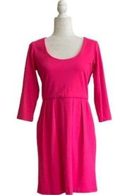 Amanda Uprichard Revolve Dress Hot Pink Long Sleeve Pockets Sheath Dress Large