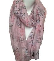 Eyefull infinity scarf pink with butterfly pattern multi-way lightweight scarf