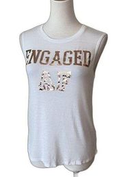 ENGAGED AF White Sleeveless Tank Top Size XS