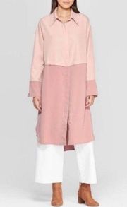 Prologue Button Down Shirt Dress Two Toned Pink Medium