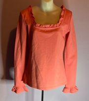 Rachel Parcell Pink Long Sleeve Stretch Top  Size Large