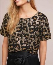 Anthropologie  Hutch Metallic Leopard Print Top