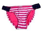 Xhilaration  Women's Small Neon Pink and White Striped Bikini Bottom NEW