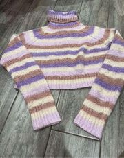 Cotton Candy LA PACSUN Cropped Turtleneck Fuzzy Sweater Size S/M