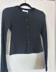 Textured Black Mango Cardigan Top