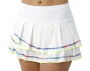 Lucky in Love Women's Micro Stripe Tennis Skort White Multicolor Detail Large