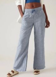 NWT Athleta Light Blue Retreat Linen Wide Leg Pant Size 14