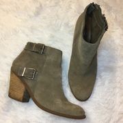 Lucky Brand Women’s Taupe Tan Suede Leather Heeled Ankle Booties, 9.5