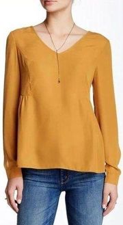 Olive & Oak Mustard Open Back Top Small Long Sleeve Gold