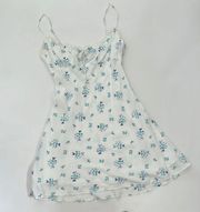 Cotton Candy LA  Mae Floral Mini Dress in White & Blue