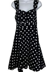 Hot Topic Black White Polka Dot Sweetheart Neck Swing Dress Size M