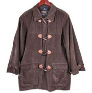 Vintage Lizsport 100% Cotton Brown Corduroy Peacoat Size M