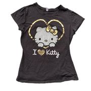 I Heart Kitty Black Tshirt size Adult Small Cotton Hello Win